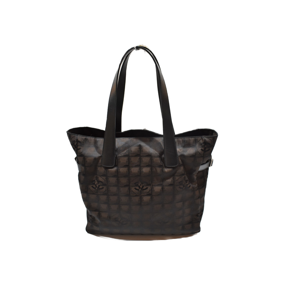 Chanel Travel Line Brown Black Tote Nylon Bag